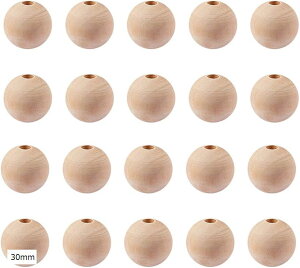 ウッドビーズ 丸型 木製 ボール ナチュラル 無地 原色 手作り用品 DIY用 100個セット 25mm