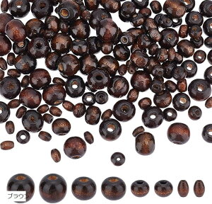 480ピース 木製スペーサービーズ 4スタイル ヘアビーズ ココナッツブラウン マクラメビーズ ナチュラル ペイント加工 木製ビーズ ジュエリー ヘアブレード DIYクラフト 農家 ラニヤード装飾 2