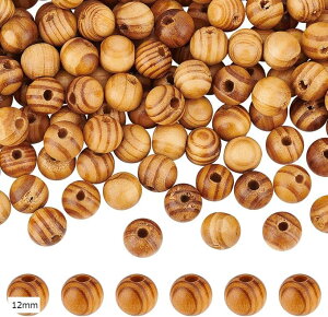 200個 木製ビーズ 穴3mm 色染め 丸い ウッドビーズ ナチュラルビーズ レタービーズ 木ビーズ アクセサリーパーツ ジュエリー作り 天然木ビーズ DIY手作り ハンドメイド 素材 12mm