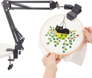 【楽天ランキング1位入賞】刺繍テーブルスタンドキット 穴8mm ブラック 卓上刺繍フォルダー 刺繍枠ホルダー 手刺繍スタンドラップ 折りたたみクロスステッチスタンド クランプ 360回転 刺繍