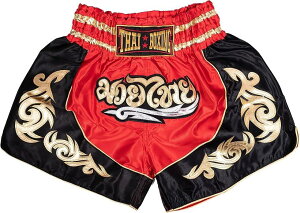 Thai Sawadee キックパンツ ムエタイパンツ キックボクシング トレーニング ジム 部屋着 男女兼用 サテン XL レッド