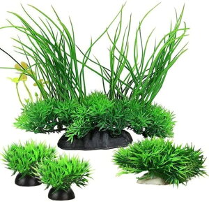 アクアリウム 人工水草 3種4個セット オーナメント 水槽 熱帯魚 隠れ家