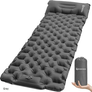 10cm厚さ エアーマット エアマット キャンプマット 足踏み式 枕付き折畳み式 40Dナイロン+TPU生地 キャンプ用品 収納袋付き Orange Gray Black Blue