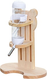 TikTrunk ハムスター 給水器 木製スタンド 高さ調節 120ml対応 小動物用 ウォーターボトル おしゃれ 可愛い (ホワイト, 120ml)