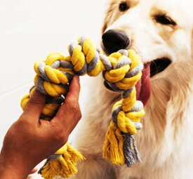 Bluestarz13923 犬おもちゃ 中型犬 大型犬用 犬ロープおもちゃ 犬用噛むおもちゃ玩具 イエローロープ (イエローロープ)