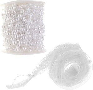 パールチェーン ビーズチェーン リボン レース 装飾 セット