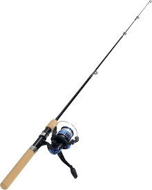 /釣竿セットコンパクトロッド スピニングリール ロッド全長100cm ライン付き ナイロンライン付 (ブルー, 100cm)