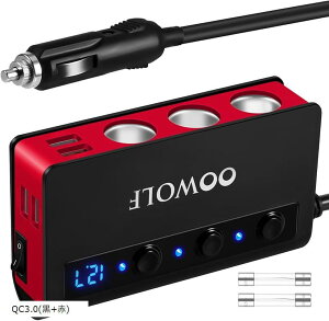 VK[\Pbg 3A 4|[gt USB[d ő180W X}[gIC Quick Charge 3.0  12-24VԑΉ ւq[Y2t QC3.0 + QC3.0(+D)