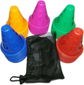 マーカーコーン ミニ パイロン カラーコーン 競技 運動会 フットサル スポーツ サッカー 軽量 75mm 5色 各10 計50本