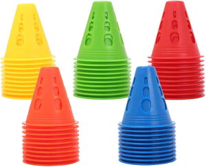 マーカーコーン ミニ 50個 5色セット パイロン カラーコーン 三角 軽量 競技 運動会 フットサル スポーツ サッカー