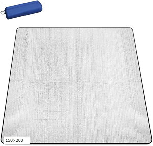 【楽天ランキング1位入賞】アルミシート マット レジャー ピクニック 厚手 大判 キャンプ 断熱 遮熱 防水 防寒 防災 収納袋付き 厚さ3mm 100x200 150x200 200x200 100x200