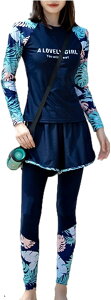 【楽天ランキング1位入賞】ジーティアモ 水着 ラッシュガード 長袖 レギンス ショートパンツ 3点セット レディース 水陸両用 オシャレ M X L