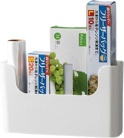 ラップホルダー ラップスタンド 壁掛け キッチン用品 収納 ラック 白 冷蔵庫 取付簡単 穴あけ不要
