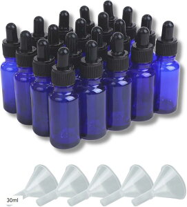 【楽天ランキング1位入賞】遮光瓶 スポイト付き ドロッパーボトル 精油 アロマオイル 詰め替え 保存用 ガラス製 漏斗付き 20本セット 15ml 5ml 20ml 30ml 10ml