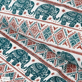 ゾウ柄 キャンバス生地 約115 x 200cm 綿 コットン ハンドメイド 手芸用 アジアン エスニック 布 ブラック ブルー ネイビー パープル オレンジ ピンク グリーン