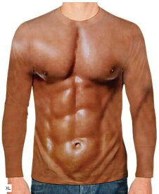 ハロウィン 筋肉 Tシャツ シンプル プリント 長袖 マッチョ ムキムキ 宴会 コスプレ 仮装 3 XL