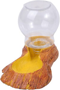 爬虫類 水入れ ペット 給水器 自動給水 亀 テラリウム 水槽 トカゲ 餌 ボウル 両生類 水皿 食器 黄色