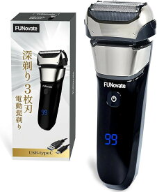 メンズ シェーバー 電動髭剃り USB typeC 充電 もみあげ バリカン付 深剃り 防水 3枚刃 往復式 ひげそり 電動シェーバー 肌密着 男性 充電式 水洗い 際剃り 自己研磨システム ロック機能 静音 IPX7 自動研磨 (ブラック)