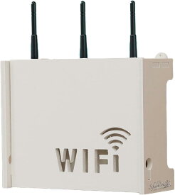 WiFiルーター収納ボックス 壁掛け 目隠し シールフック付き ケーブル隠し 合板 組み立て