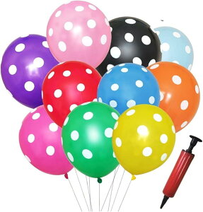 風船 100個 水玉 バルーン ランダムカラー 空気入れポンプ付き
