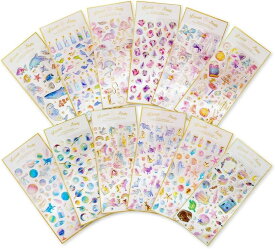 シール ステッカー ぷっくり 3D きらきら 箔押しほうび デコレーション12種セット