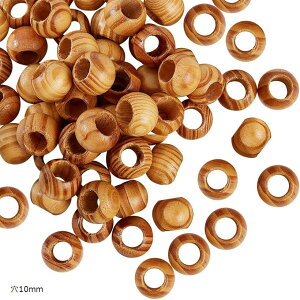 200個 天然木製ビーズ コーヒー 大穴 ウッドビーズ ラウンド 樽形 木製ボールスペーサービーズ アクセサリーパーツ クラフトビーズ ジュエリー 穴4.5〜5mm 9mm 穴10mm 穴5.2mm