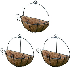 ハンキングバスケット 半円形 3個セット 吊り下げ プランター 植木鉢 屋外 屋内 ガーデニング フェンス 壁掛け 花 インテリア