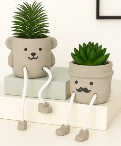 観葉植物 ミニ インテリア 小物 フェイク 北欧雑貨 かわいい おしゃれ フェイクグリーンクマとチョビひげ