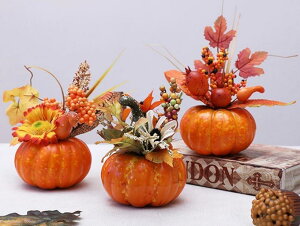 フェイクパンプキン 3個セット ハロウィン向け装飾 かぼちゃ アレンジメント 置物 飾り インテリア 秋 デコレーション 再利用可能