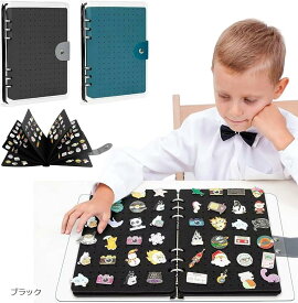 【楽天ランキング1位入賞】ピンバッジ ケース 飾る ディスプレイ 缶バッジ 収納 ファイル 持ち運び 刺繍缶 ブラック