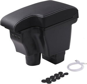 互換品マツダ 用 アームレスト コンソールボックス USBポート 付 mazda CX-3 DK5 デミオ DJ3 DJ5 対応 多機能 小物入れ 収納 BOX 肘掛け 疲労 軽減 社外品 カスタム ブラックステッチ