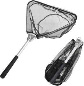 ちょうどいい釣り具 タモ網 玉網 ランディングネット 三角 折りたたみ 軽量 ラバーコート 渓流 海釣り 失手防止ストラップ 折り畳み式 釣具