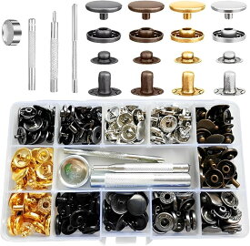 【楽天ランキング1位入賞】バネホック ジャンパーホック かしめ 留め具 金属 ボタン 工具付き 60個セット