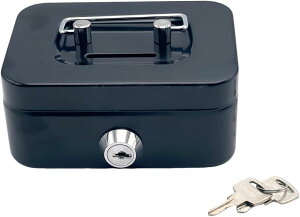 ミニ金庫 鍵付き 手提げ 貯金箱 金属製 ミニサイズ グレー