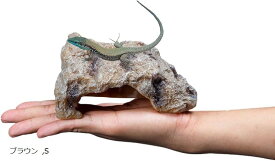 【楽天ランキング1位入賞】爬虫類 レオパ シェルター トカゲ カナヘビ 亀 ロックシェルター 爬虫類シェルター 岩 隠れ家 M L ブラウン S