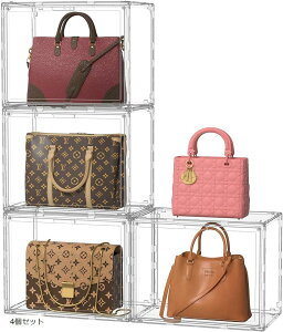 【楽天ランキング1位入賞】収納ボックス クリア 透明 収納ケース 積み重ね コレクションケース フィギュアケース マグネット式扉 前開き かばん/フィギュア/おもちゃ/靴/書類/化粧品収納 組