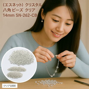エスネット クリスタル 八角 ビーズ クリア 14mm 二つ穴 アクセサリー のれん 手芸 ガラス 透明 シャンデリア デコ パーツ クリア500 クリア1000 クリア300