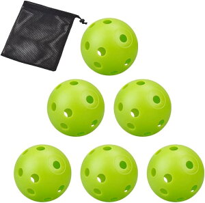 AllBright 野球練習用ボール バッティング トレーニング トスバッティング 穴あきボール 室内練習 直径42mm 30個 収納袋 セット