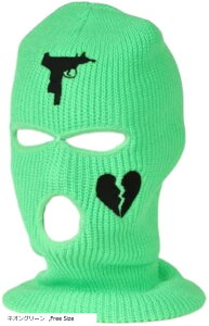 ハートデザイン バラクラバ 目出し帽 ニット帽 フェイスマスク 軽量 防風 ダンス HIPHOP バイク おしゃれ 刺繍 ホワイト ネオンオレンジ ブラック ネオングリーン 蛍光ピンク Free Size