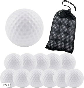 ゴルフ練習ボール アプローチ 屋内 屋外 庭 アイアン パター 収納袋付き 12個入り イエロー