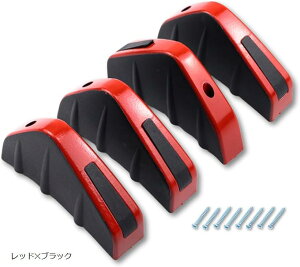互換品 車用 シャークフィン ディフューザー 4個セット 汎用 PVC 軽量 簡単取付 スタイリッシュ カスタムパーツ 空力性能アップ ブラックxレッド カーボン調 レッドxブラック ブラックxブラッ