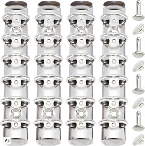 4個入り 6穴A4リングバインダー機構 ネジ付き交換キット ステンレススチールカラー 金属製ルーズリーフバインダー機構 綴じ込みリング ルーズリーフ・ノート・バインダー・スケジュール帳