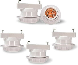 【楽天ランキング1位入賞】引き掛けシーリング用 電球ソケット E26口金対応 ランプソケット 工事不要 取り付け簡単 角型引掛シーリングアダプター 白い 5個セット