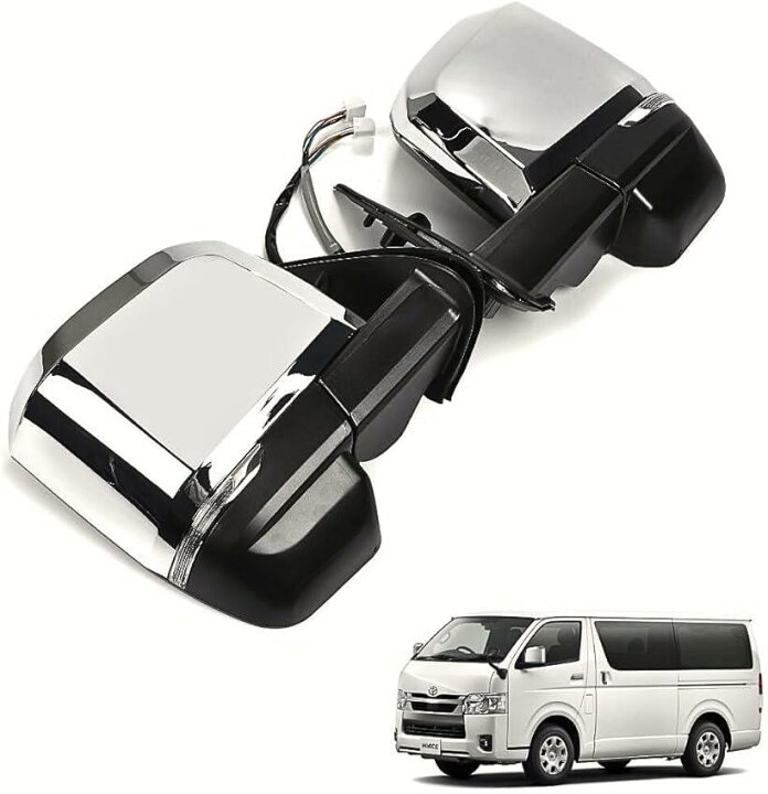 楽天市場】ハイエース200系 全型式対応 6型ルック ドアミラー クローム 