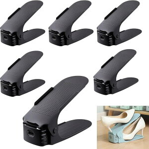 靴ホルダー シューズホルダー 靴収納ホルダー スリム 下駄箱 靴箱 重ねる 高さ調整 省スペース 滑り止め ブーツ 6個セット