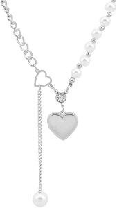 ネックレス パール ハート きらきら Y字 トレンド アクセサリー かわいい 他にないデザイン 上品 レディース