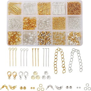 アクセサリーパーツセット 1260pcs ハンドメイド 金具 DIY用 大容量 手作り 収納ケース付き
