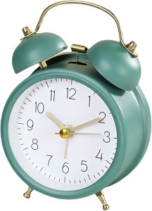 大音量 アラーム アナログ おしゃれ 振動 目覚ましどけい 可愛い うるさい 爆音 絶対起きる時計 爆音めざまし時計 ベル音 絶対に起きる目覚まし 静音 起きられない人用 3インチ エメラルド