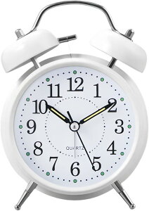 大音量 振動 爆音 アナログ おしゃれ アラーム 絶対起きれる目覚まし時計 うるさい 爆音めざまし時計 目覚ましどけい 絶対に起きる目覚まし アラームクロック 多機能 4インチ ホワイト