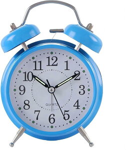 アナログ 大音量 振動 可愛い 絶対起きれる目覚まし時計 おしゃれ アラーム 目覚ましどけい 起きられない人用 ベル音 爆音 うるさい めざまし時計 絶対に起きる目覚まし 4インチ ブルー